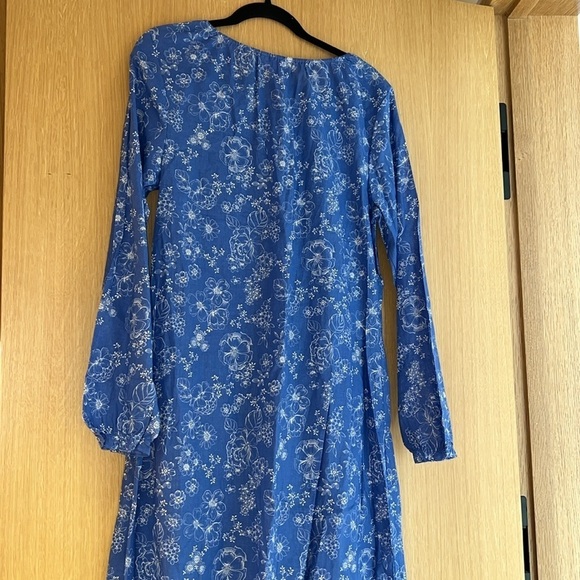 Adonna Blue Toile Nightgown Soft Knit Long Cottage Prairie Long Sleeves Size M - Picture 6 of 11